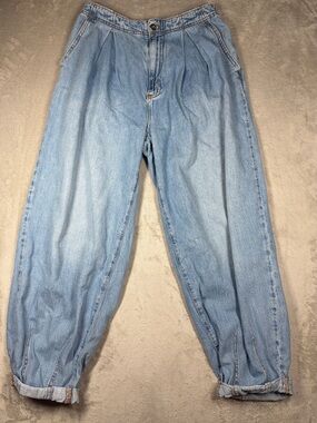 Anthropologie Pilcro Mid Rise Balloon Leg Denim Light Blue Wash Jeans Size 28